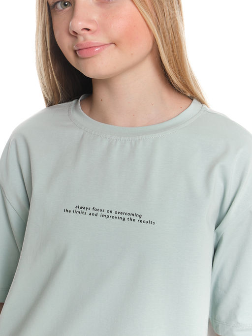 Футболка с принтом 22-7652 серо-голубой | черный - Mini maxi фото 3