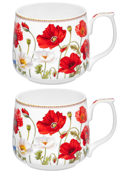 Набор кружек 2 пр. 500 мл 13,5*10*9 см Маки фарфор NEW BONE CHINA - Elan gallery фото 3