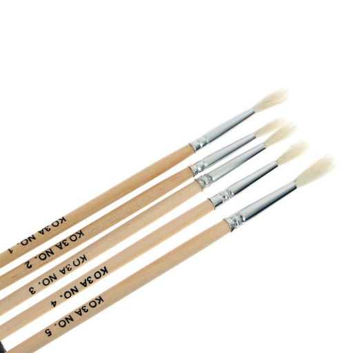 Набор кистей для рисования, коза, 5 штук: № 1, 2, 3, 4, 5, круглые, деревянная ручка, международный размер