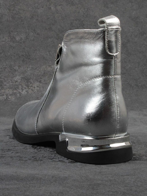 01-B48B-87C GREY/SILVER Ботинки демисезонные женские (натуральная кожа, байка)