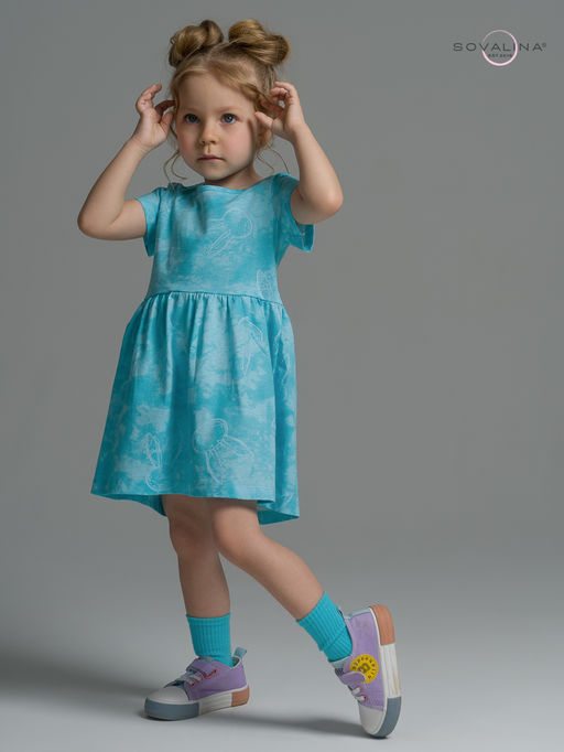 Платье Лето зайцы варенка бирюза