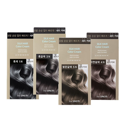 Краска для закрашивания седины THE SAEM Silk Hair Color Cream Gray Hair Natural Black N1 Черная,60g+60g