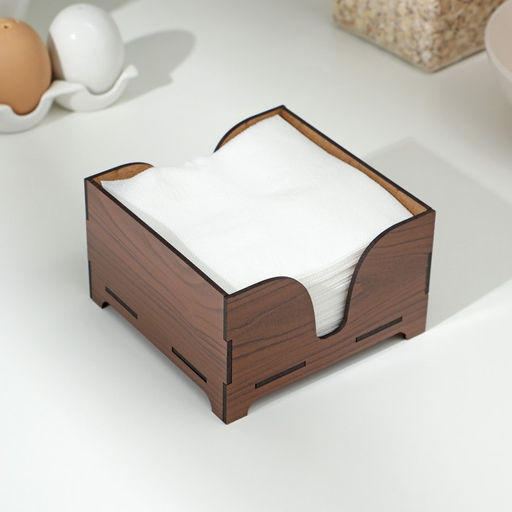 Салфетница деревянная Орех, без гравировки, с салфетками, цвет коричневый - Доляна фото 2