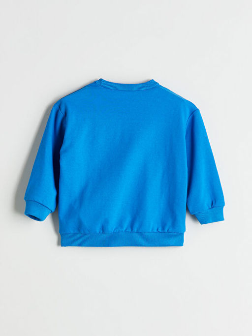 Bisiklet Yaka Bask?l? Erkek ?ocuk Sweatshirt