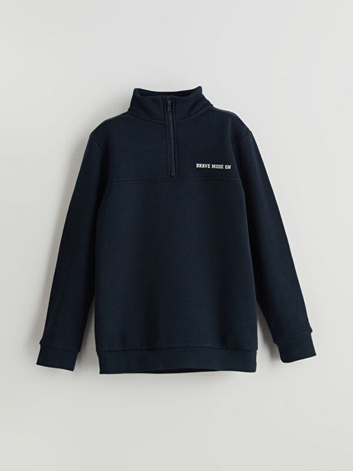 Dik Yaka Erkek ?ocuk Kal?n Sweatshirt