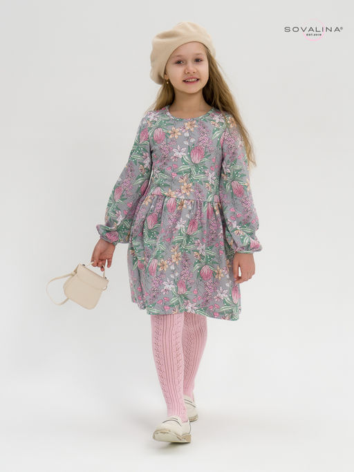 Платье Моана цветы на сером - Sovalina фото 5