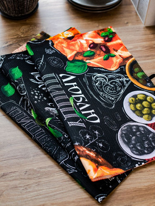 Комплект вафельных полотенец 48*60 см, 3 штуки (Пицца) - Ивановотекстиль фото 6