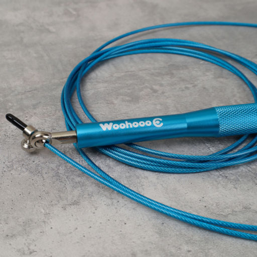 Скакалка скоростная Woohooo Uragano Pro / длина 2.5mm/3m, ручки 1.7х17.5 см / Вес 168g / Blue metallic / уп48 - ГалеонТрейд фото 2