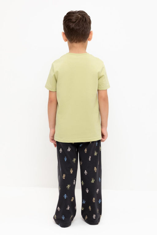 К 1599/лаймовый крем,цветные роботы пижама дет