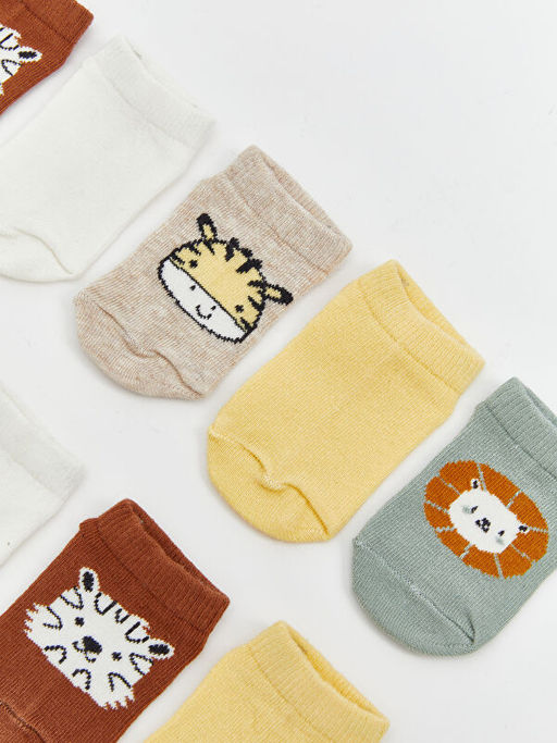 Bask?l? Erkek Bebek Patik ?orap 10lu