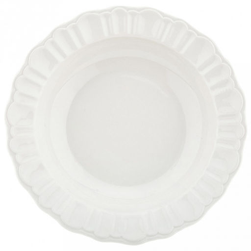 Тарелка глубокая фарфоровая "Диадема" д203мм h39мм, 450мл, белый, волнистый край (Китай)