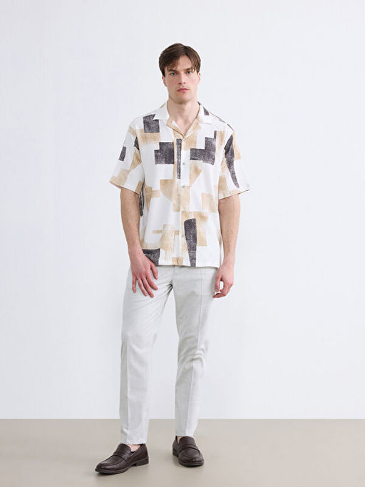 Regular Fit Resort Yaka Desenli Erkek G?mlek