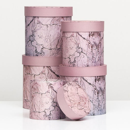 Набор круглых коробок 5в1 Мрамор, 25 25 15 15 см - Simaland фото 2