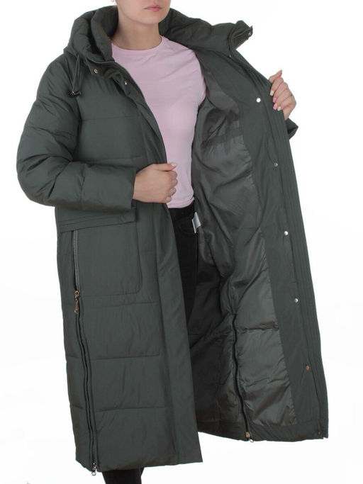 8359 DK. GREEN Пальто зимнее женское (200 гр. холлофайбер)