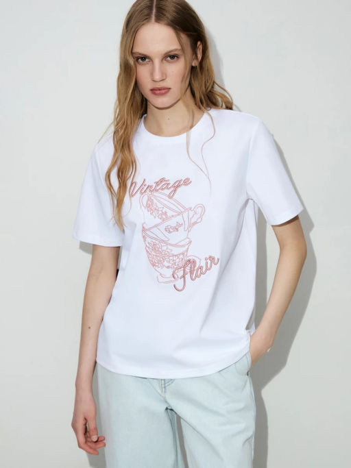 Футболка с принтом и вышивкой / Zarina