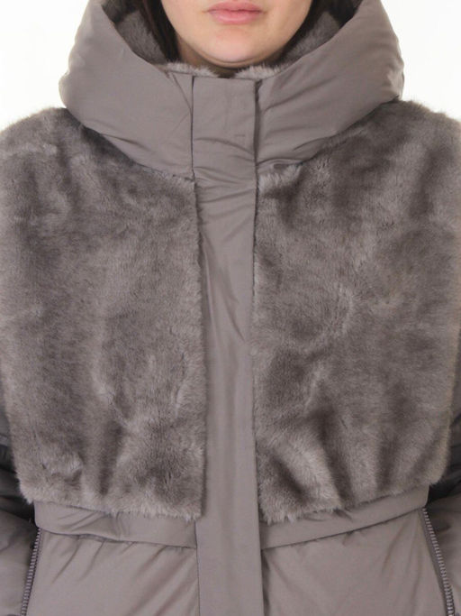 M-8869 GRAY/LILAC Куртка зимняя женская (150 гр. холлофайбер)