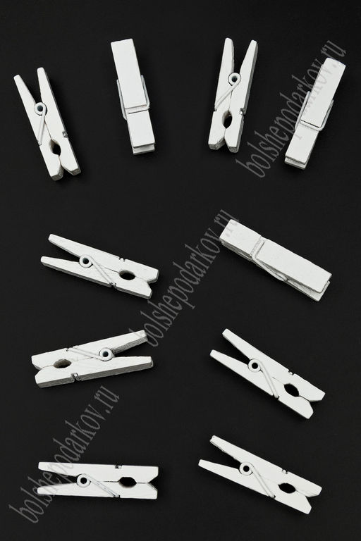 Прищепки деревянные 35 мм (100 шт) SF-2899, белый