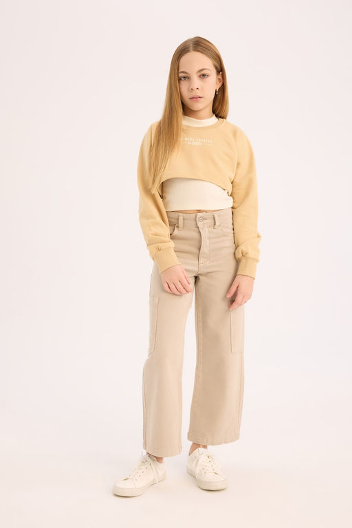 Bisiklet Yaka Bask_l_ 2li Sweatshirt K_z _ocuk - Defacto фото 2