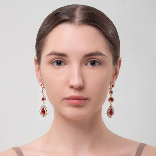 Серьги висячие со стразами Вечерние мадам, цвет бело-красный в золоте, 7см - Queen fair фото 3