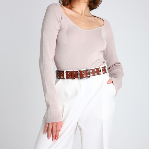 Ремень женский, ширина 4 см, люверсы, винт, пряжка металл, цвет коричневый - Simaland фото 2