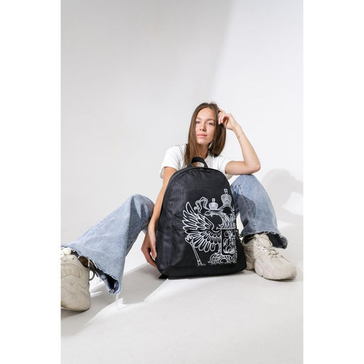 Рюкзак Герб, 33х13х40, отд на молнии, н/карман, черный - Nazamok фото 9