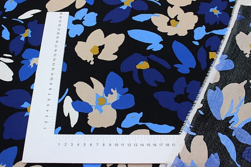 Штапель Лоретта цв.черный, ш1.45м, вискоза-100%, 100гр/м.кв - Купава фото 4