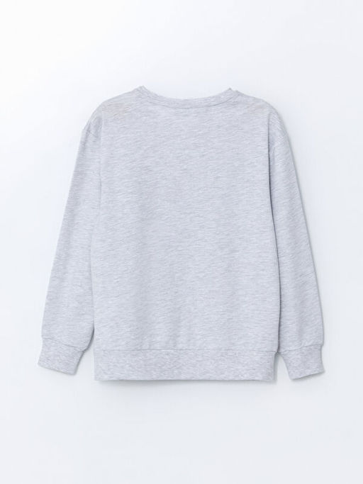 Bisiklet Yaka Bask?l? Erkek ?ocuk Sweatshirt