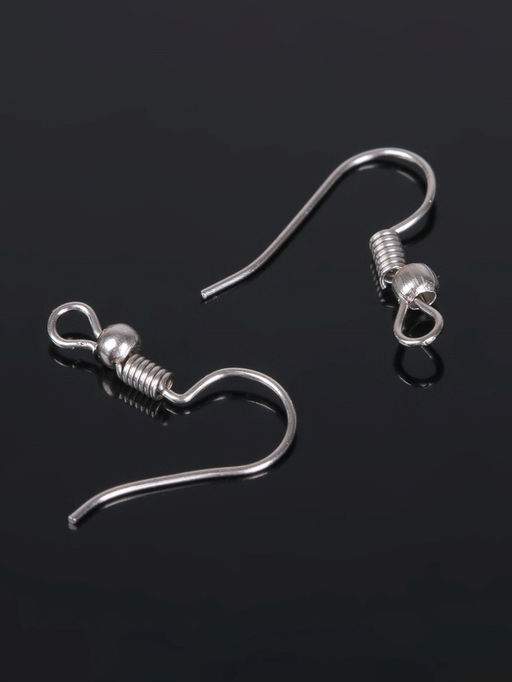 Цена за 5 шт. Швензы для сережек-крючки с бусиной (набор 5 пар), цвет серебро