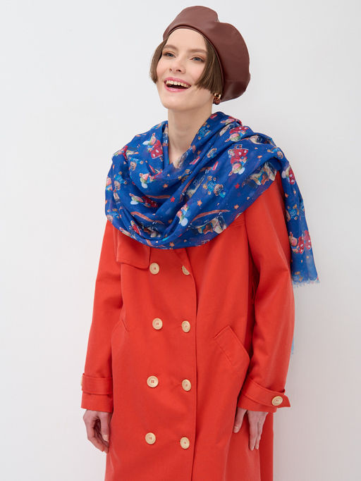 Большой, красивый двусторонний платок с рисунком в стиле арт-декои необычной текстурой ткани - Tantino фото 7