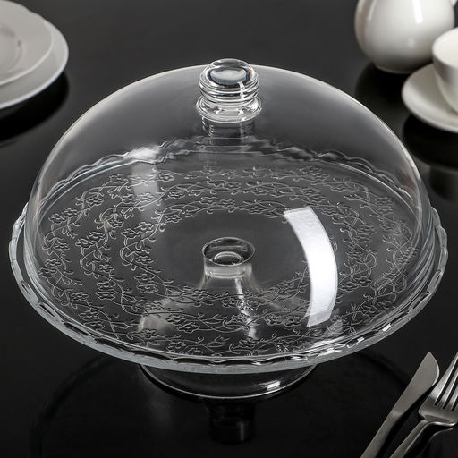 Подставка для торта Magistro «Цветочки», 29×23 см, на ножке, с крышкой-клош, стекло, прозрачная