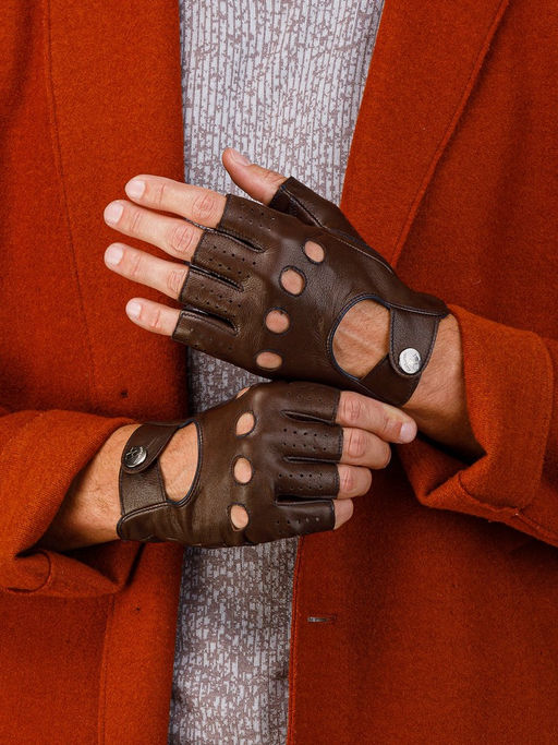 Перчатки мужские б/п HP01113 mocca/navy - Eleganzza фото 2