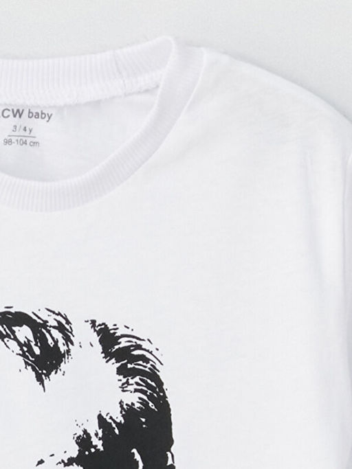 Bisiklet Yaka Atat?rk Bask?l? Erkek Bebek Ti??rt - Waikiki фото 2