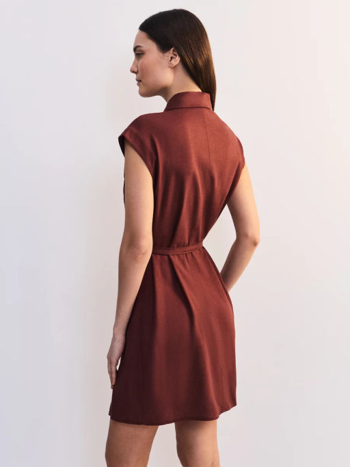 Льняное платье-рубашка с поясом ZR2605012907-21 / Zarina