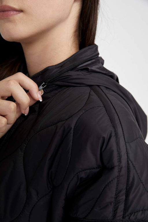 Водонепроницаемое стеганое пальто с капюшоном Relax Fit - Defacto фото 4