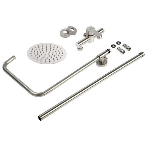 Душевая система ZEIN Z1010, смеситель, тропическая лейка, рычаг, нержавеющая сталь, сатин