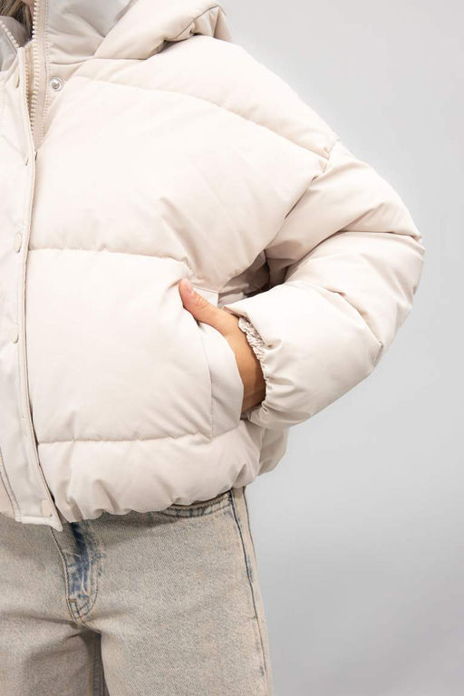 Водоотталкивающий пуховик с капюшоном для девочек - Defacto фото 4