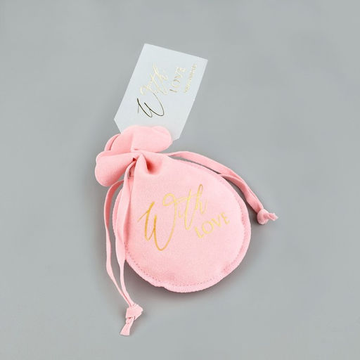 Цена за 5 шт. Мешочек подарочный замшевый С любовью, тиснение, 9 х 12 см +/- 1.5 см - Дарите счастье фото 4