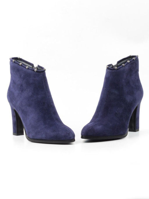 01-D8-4187 DARK BLUE Ботильоны женские (натуральная замша, байка)