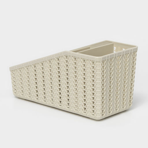 Подставка - органайзер для канцелярии «Вязание», 4 секции, белый ротанг