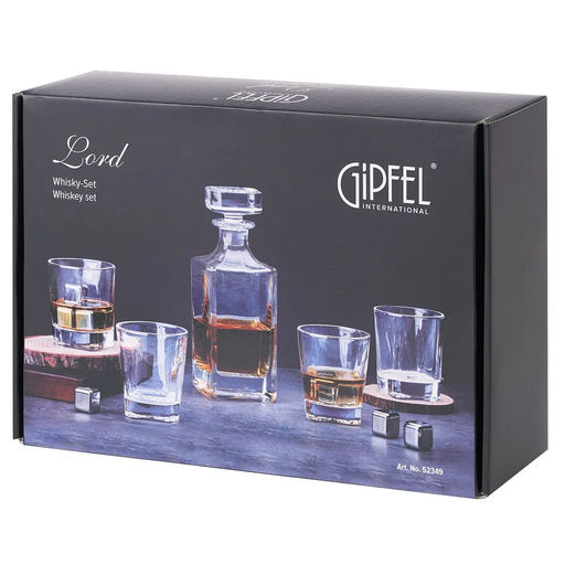 52349 GIPFEL Набор для виски LORD: графин 700мл, 4 бокала 320мл. Материал: хрустальное стекло