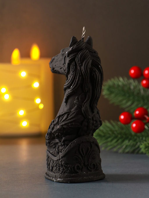 Цена за 2 шт. Свеча новогодняя «Лошадка: символ года», 12.5×5×6.5, чёрная