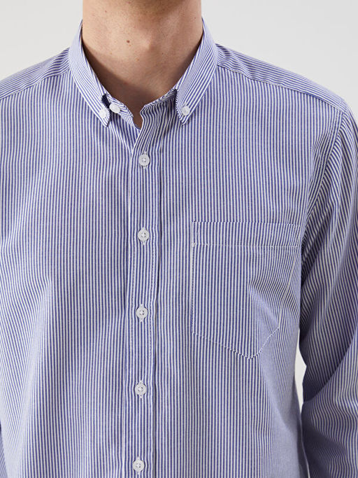 Regular Fit Uzun Kollu ?izgili Poplin Erkek G?mlek