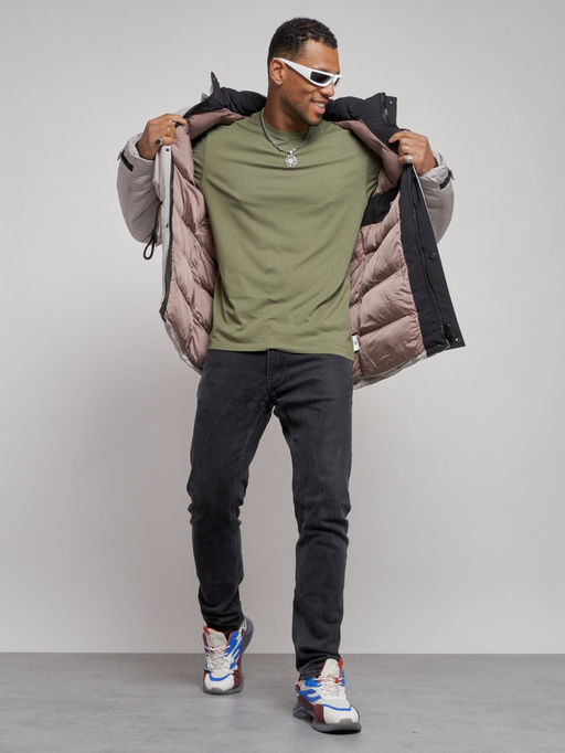 Куртка мужская зимняя с капюшоном молодежная серого цвета 88911Sr - Mtforce фото 17