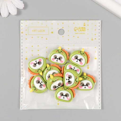 Цена за 10 шт. Декор для творчества пластик «Панда в шапке динозаврика», 2.3×2.5×1 см