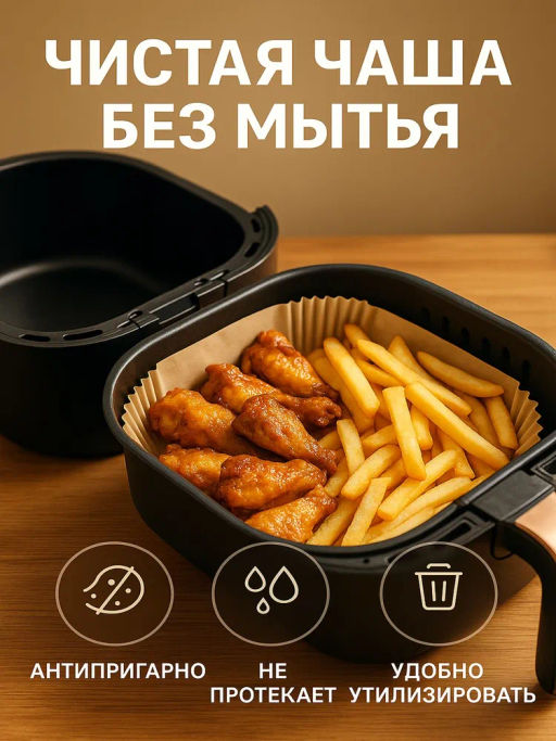 Бумага универсальная FRITTA (для фритюра, аэрогриля, выпечки) квадрат,16*16*4,5 см (100 шт) 111265 - Скрап фото 7