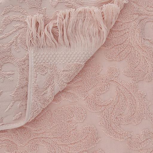 Полотенце махровое "Вензель" 50х90см, хлопок 100%, с бахромой, пудровый (Китай)