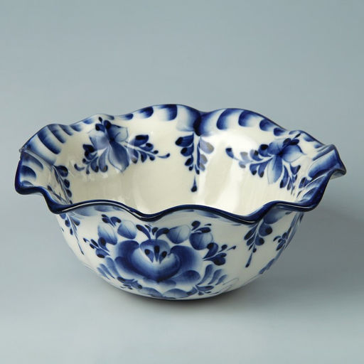 Салатник фарфоровый «Тюльпан», 19×19×7.5 см, гжель