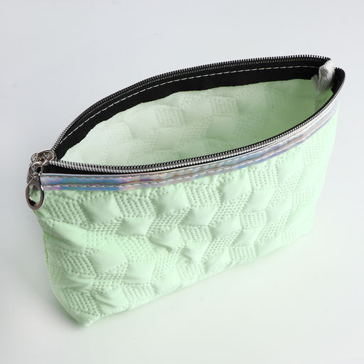 Косметичка на молнии простая, мягкая, зелёная - Simaland фото 3