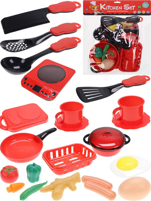 Набор посуды и продуктов с плитой на батар., в пакете 26*38см (2169791)