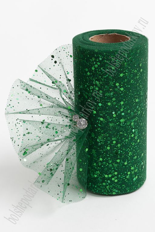 Фатин с пайетками 15 см*25 ярд (SF-605) темно-зеленый №19